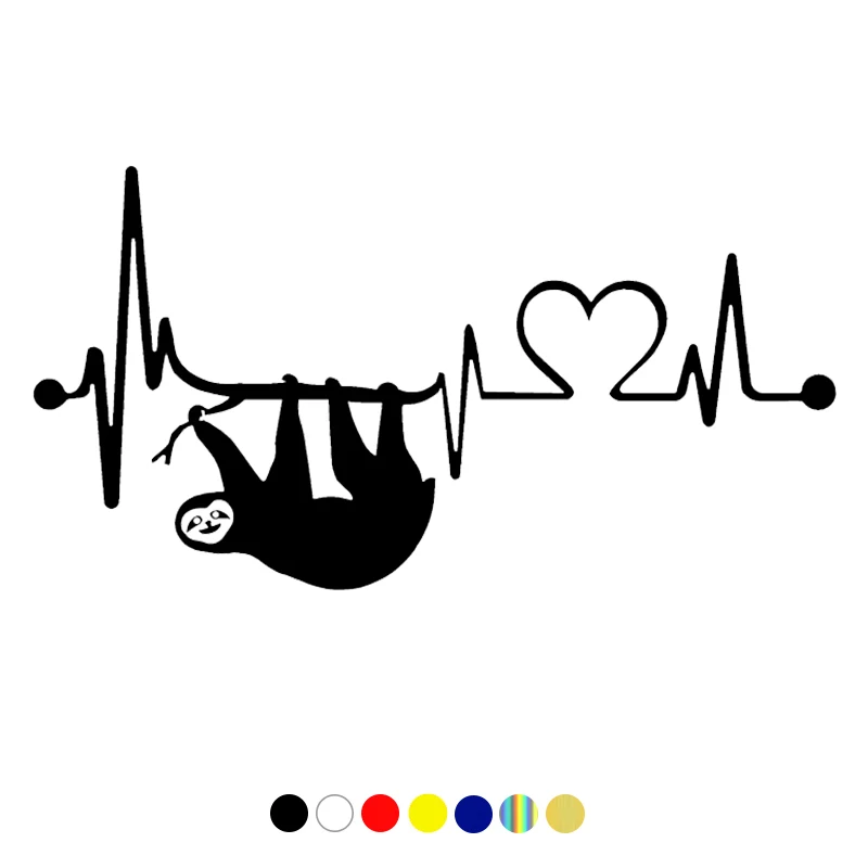 

10736# Vinyl Decal SLOTH HEATBEAT LIFELINE Car Sticker Waterproof Auto Decors on Truck Bumper Rear Window Laptop
