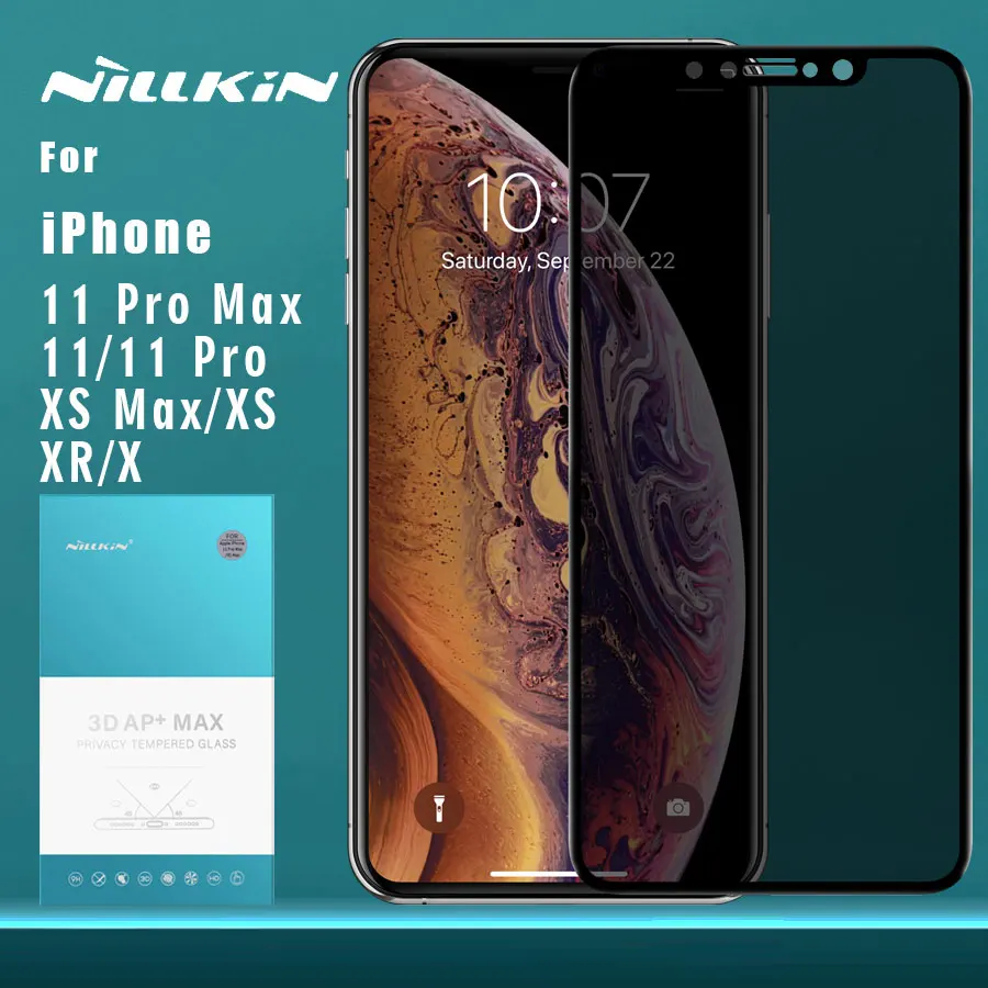 

Защитное стекло Nillkin, закаленное стекло 3D AP + MAX для iPhone 11 Pro Max 11 Pro 11 X XS Max XS XR
