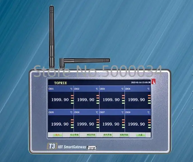 

Puri Extension T3 Wireless Data Logger 8-Way 16 Channel Remote Recorder GPRS Internet of Things Gateway Monitor
