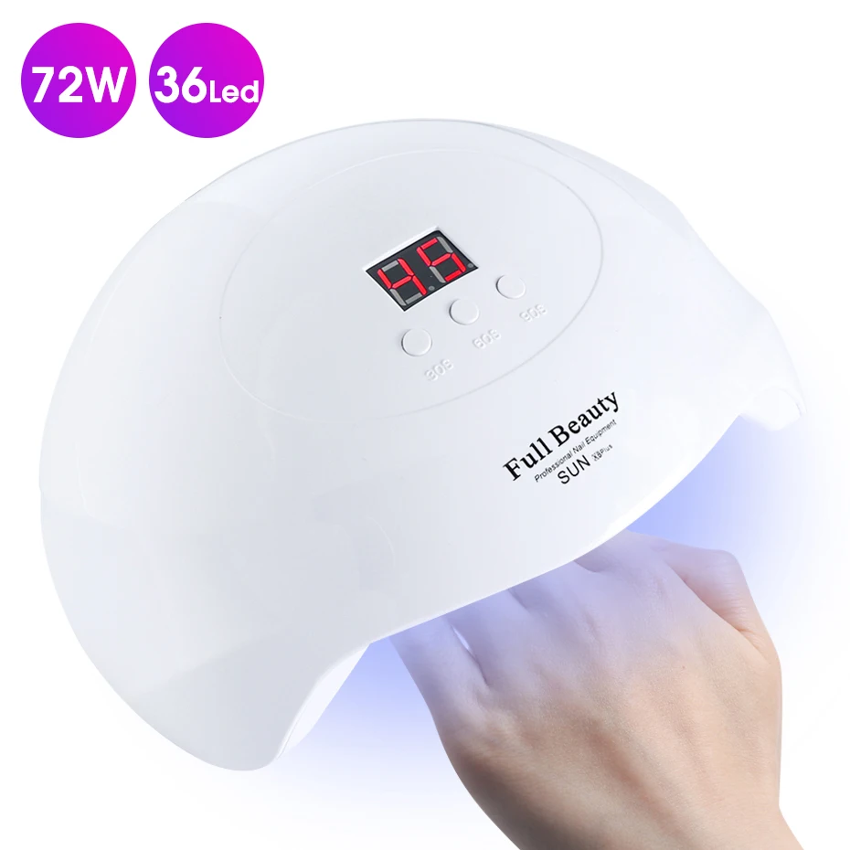 SUNX8Plus White 72 Вт Профессиональная УФ-лампа для сушки ногтей светодиодный Гель-лак инфракрасное оборудование для быстрой сушки маникюра BESUNX8Plus - Цвет: SUNX8Plus White