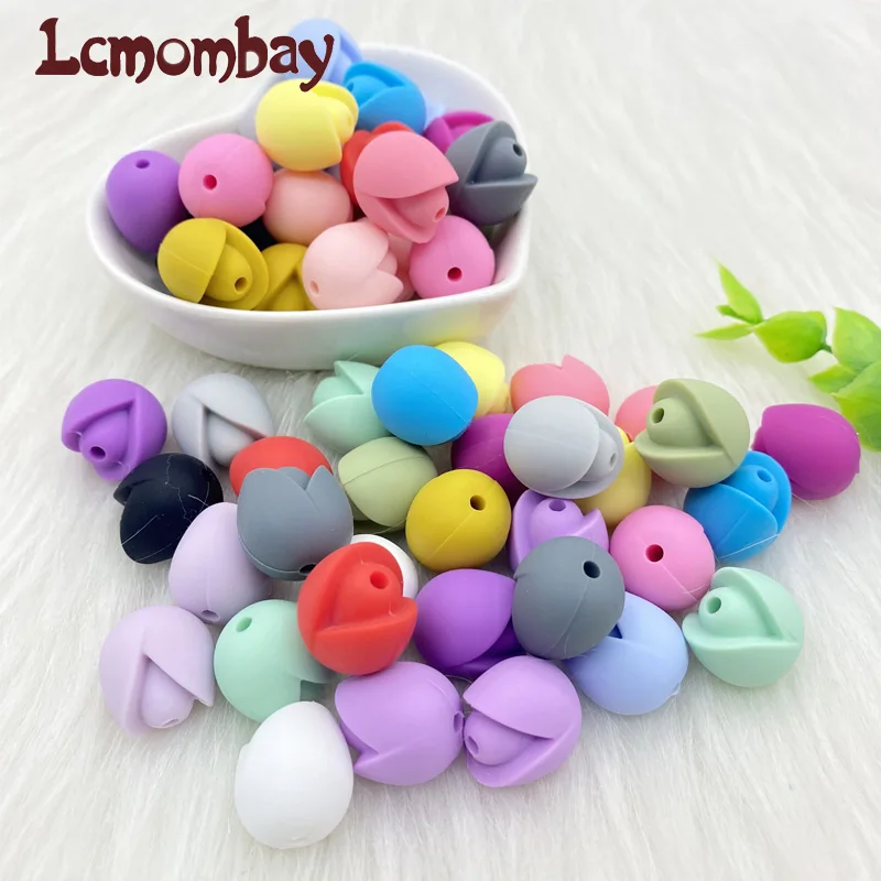 

100/200/500pcs Silicone Lotus Beads BPA Free Silicone Flowers Beads Baby Chew Toy Teething Necklace DIY Nurse Jewelry Making