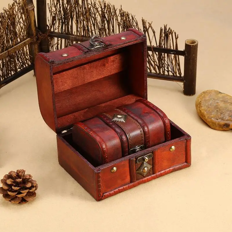 2 шт./компл. классический деревянный ящик для хранения ювелирных изделий ручной