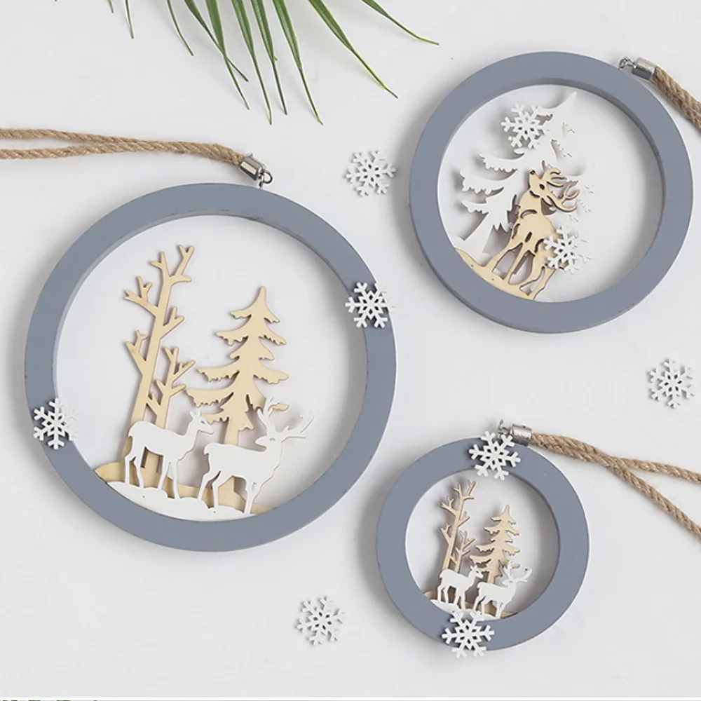 Деревянная подвеска в виде лося деревянная подвесная зимняя креативная