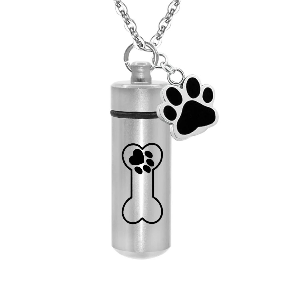 Прекрасный Pet Paw ЦИЛИНДР ожерелье для кремации ювелирные изделия держатель праха