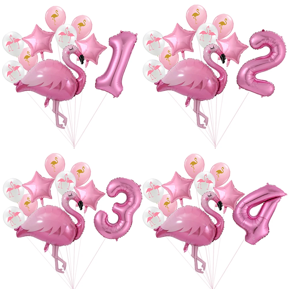 Giant Flamingo Foil Balloon Set 30Inch Pink Number Balloons 1 2 3 4 5 6 7 8 9 Years Old Girl Birthday Party Baby Shower Decor Ki