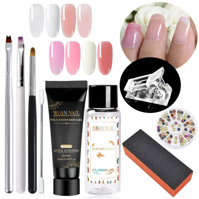 Набор гелей для наращивания ногтей RBAN Кристальный Желейный УФ гель французских