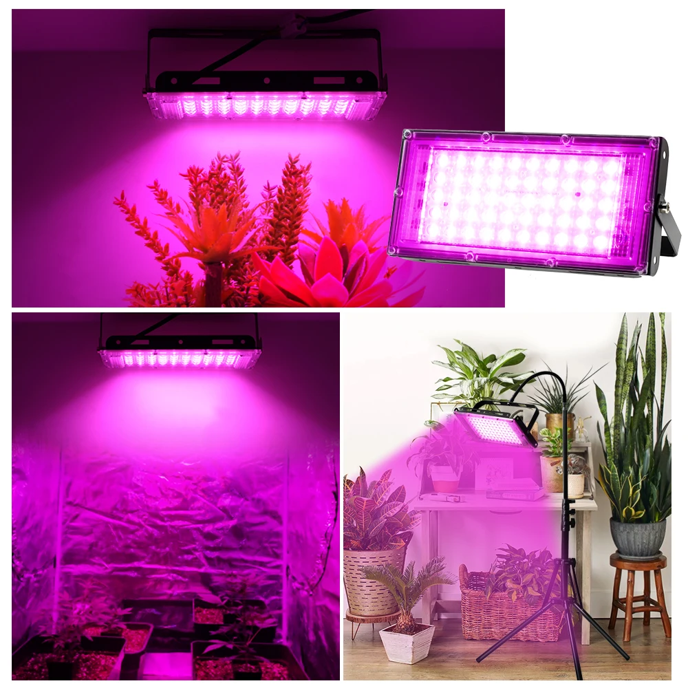 

LED Grow Lights for Indoor Plants AC 220V Phyto Lamp with Stand 50W 100W 200W Full Spectrum Plant Flood Light for Veg Greenhouse