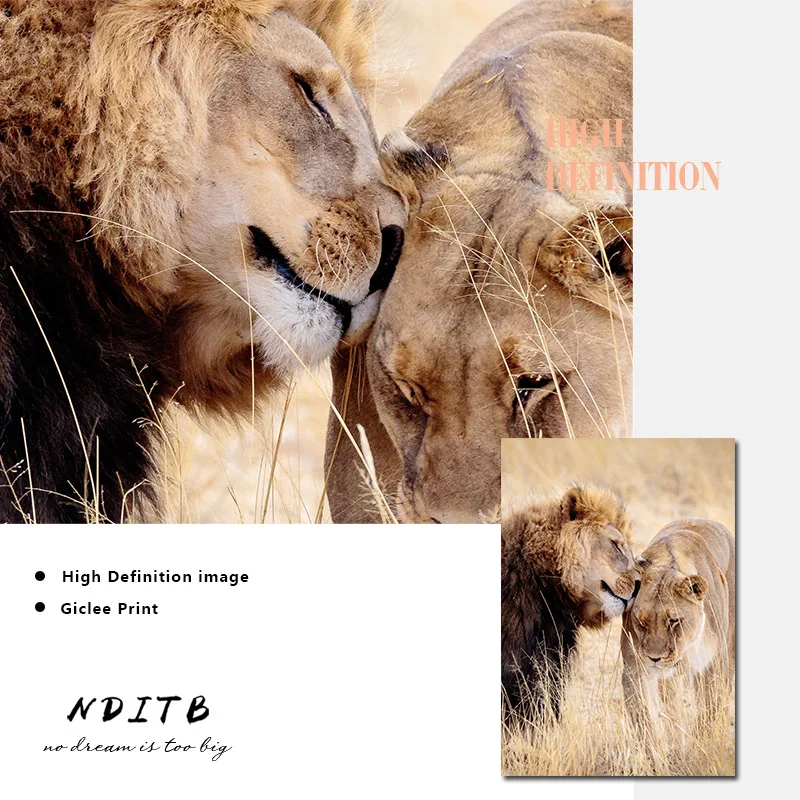 Картина Настенная в скандинавском стиле с изображением диких животных Льва