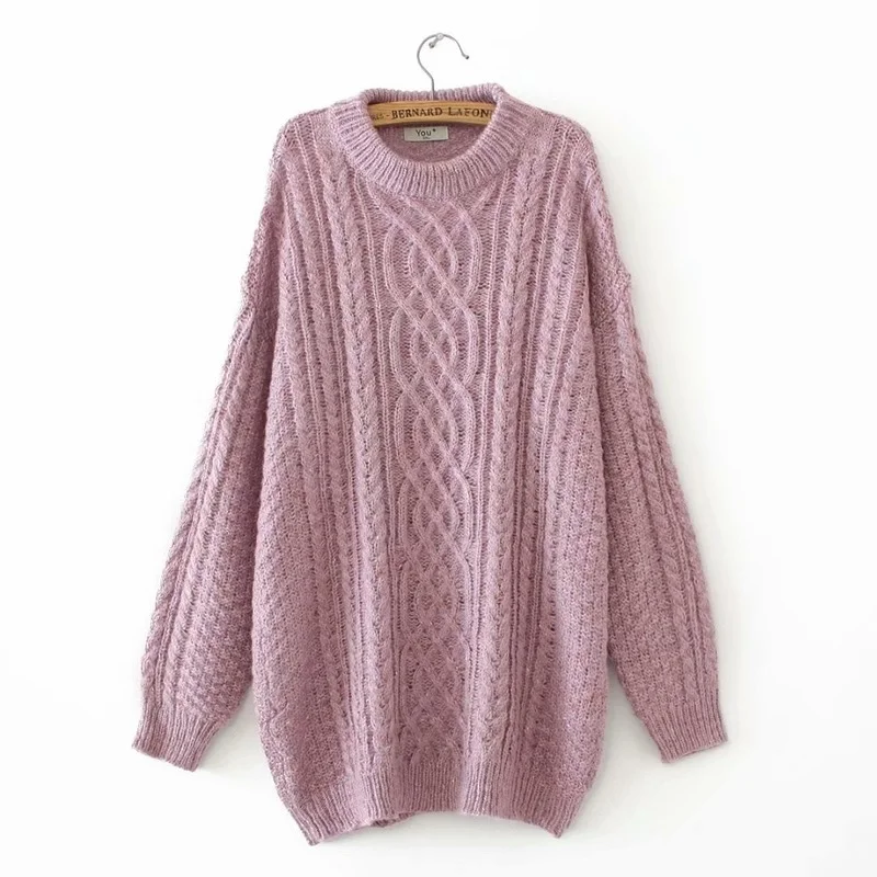 

Plus Size Green Blue Women's High Collar Crochet Thick Winter Long Sweaters Large Size Casual Pullovers Oversized Pullovers