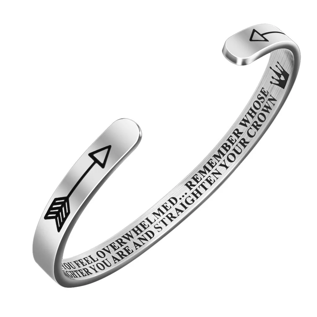 Браслет для женщин выпрямить вашу корону вдохновляющий браслет из нержавеющей