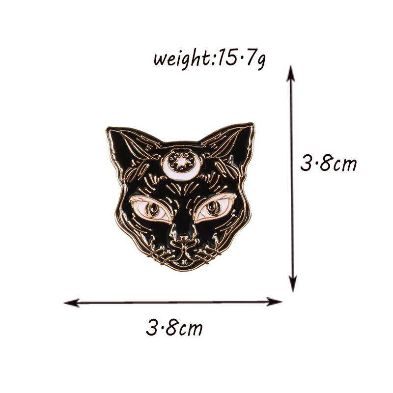 Женская эмалированная брошь в виде кота черного цвета | Украшения и аксессуары