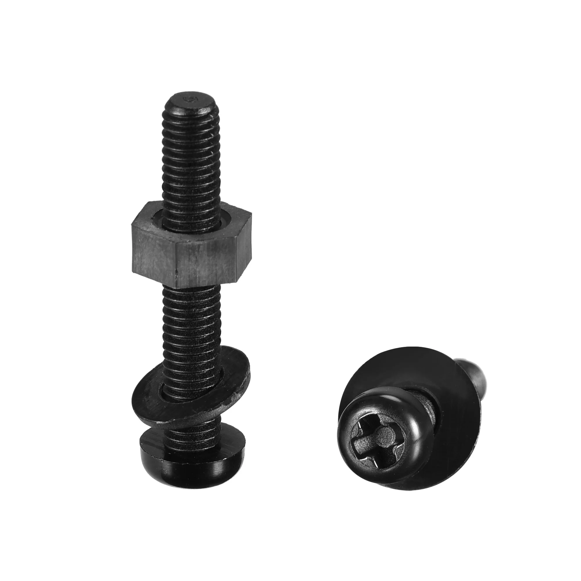 

Uxcell Nylon Screw Nut Washer Assortment Kit, M5x30mm Round Head Machine Screw Bolt Nuts Flat Washers Black 20 Set