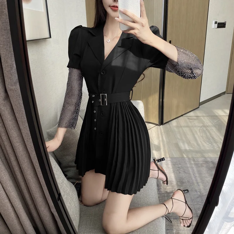 

Dresses for Women Summer Autumn New French Retro Niche Long Sleeve Pleated Skirt Dress Women Dresses Korean fashion