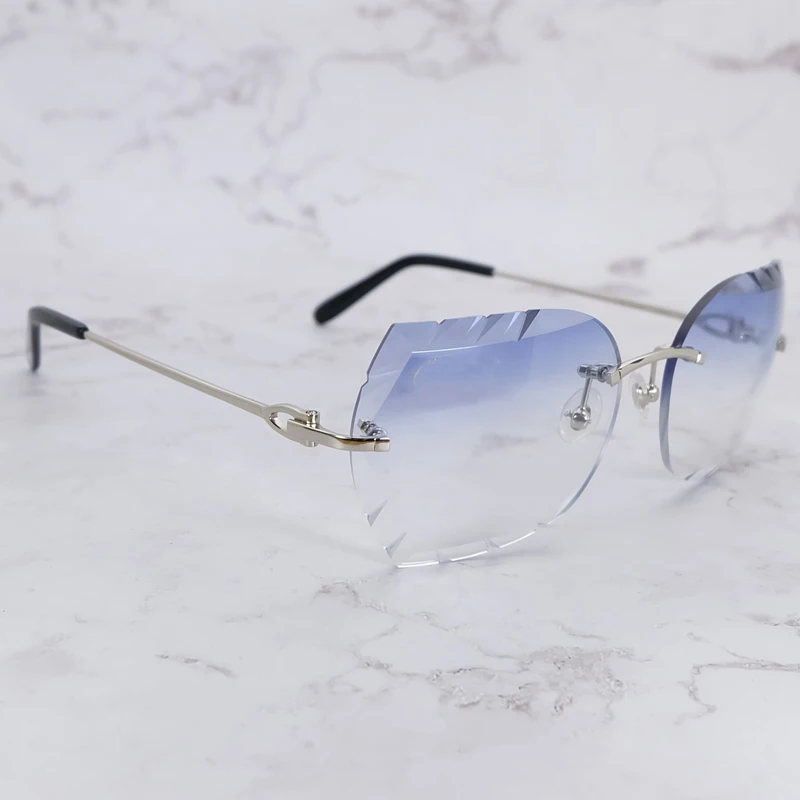 

Rimless Sunglasses Men Sawtooth Diamond Cut Sun Glasses Men Fashion Shades for Women Trending Product Eyewear Gafas De Sol