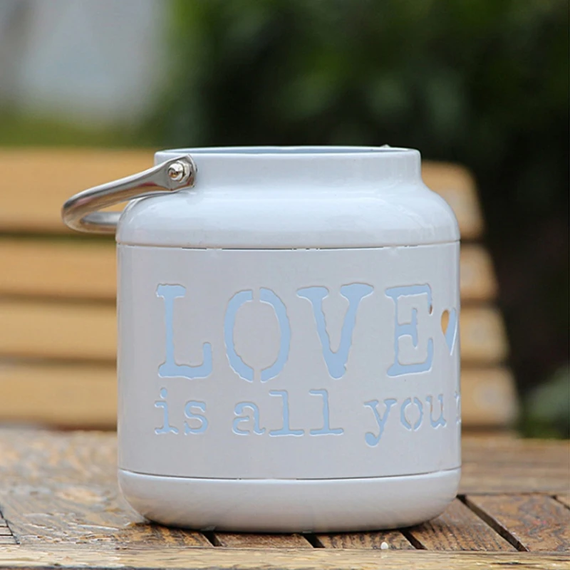 Горячая продажа пасторальный стиль ваза полый любовь торшер подсвечник хранения