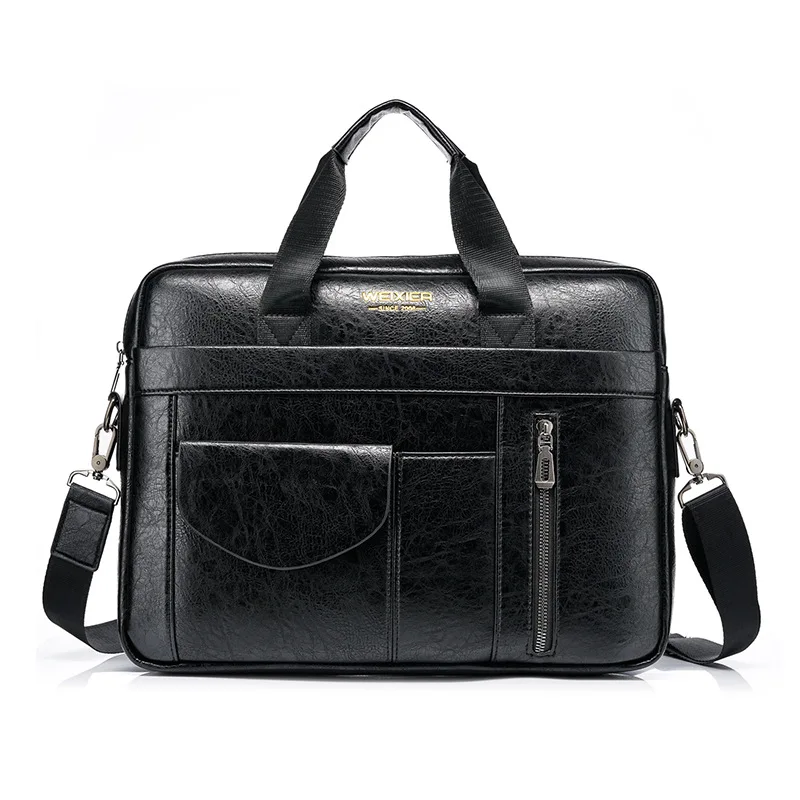 

WEIXIER Brand Man Business Briefcase Bag PU Leather High Quality Men Office Bags For 14 Inch Laptop A4 File Causel Male 8687