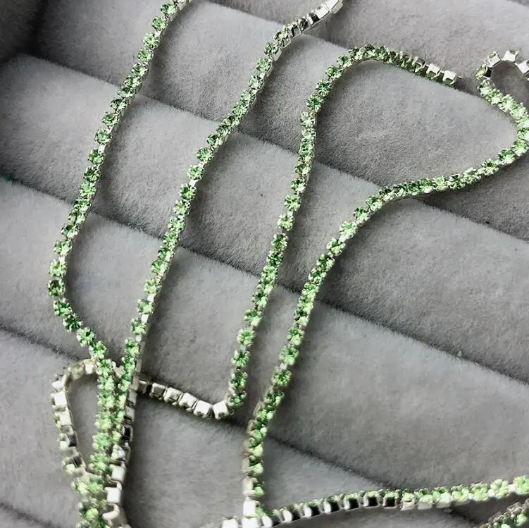 ss4 15 light green s Ss4 1,4 мм стразы на цепочке, Необычные кисточки с драгоценными камнями, отделка кристаллами струйный Розовый Синий Блестящий DIY Ювелирная цепочка для дизайна ногтей - Цвет: ss4 15 light green s