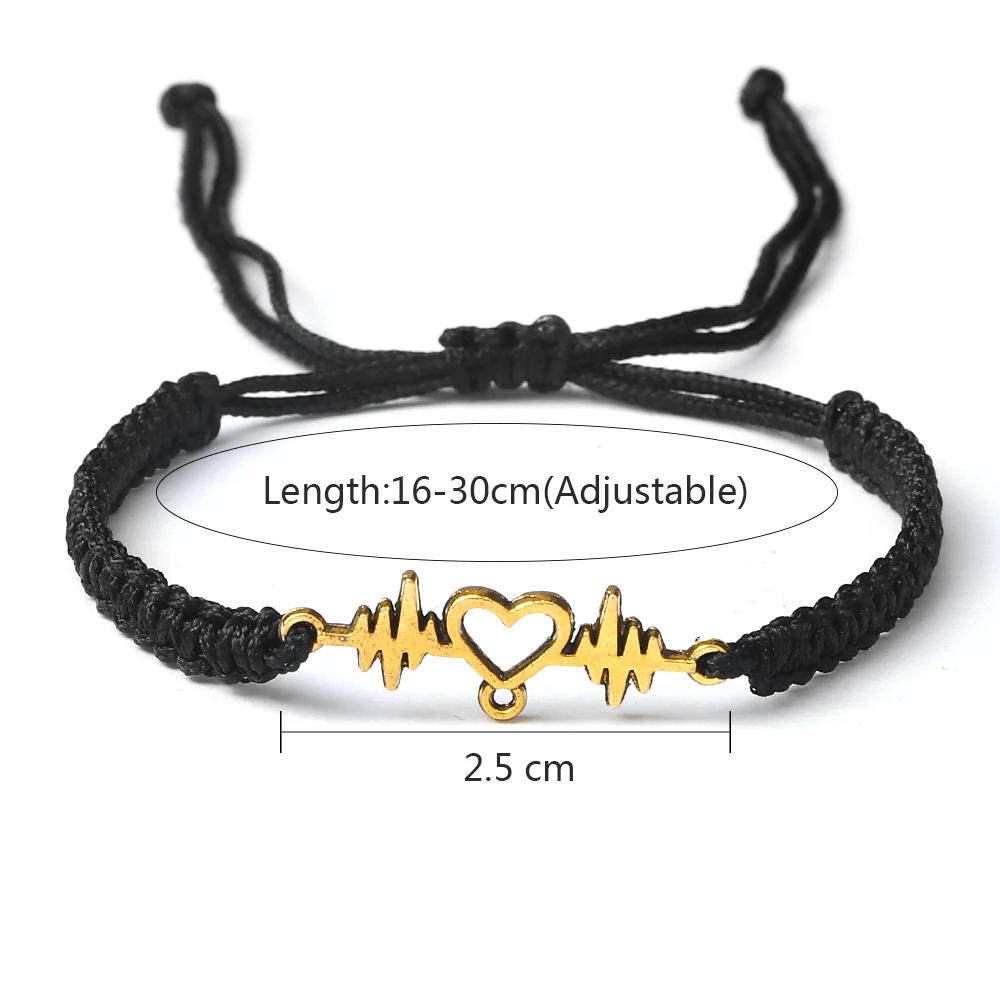 

Gold Heartbeat Cardiogram Bracelets ECG Heart Braided Women Men Bangles for Nurse Doctor Fashion Jewelry Special Gifts Freeship