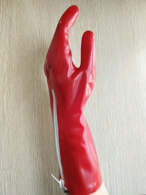 Горячая продажа Gummi латексные перчатки Rote Fingerhandsch с белой молнией Bequem Размер S