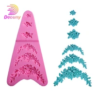 deouny flower and vine silicone mold cake decor tools rose flower chocolate gumpaste candy fondant diy cake moulds kitchen tools