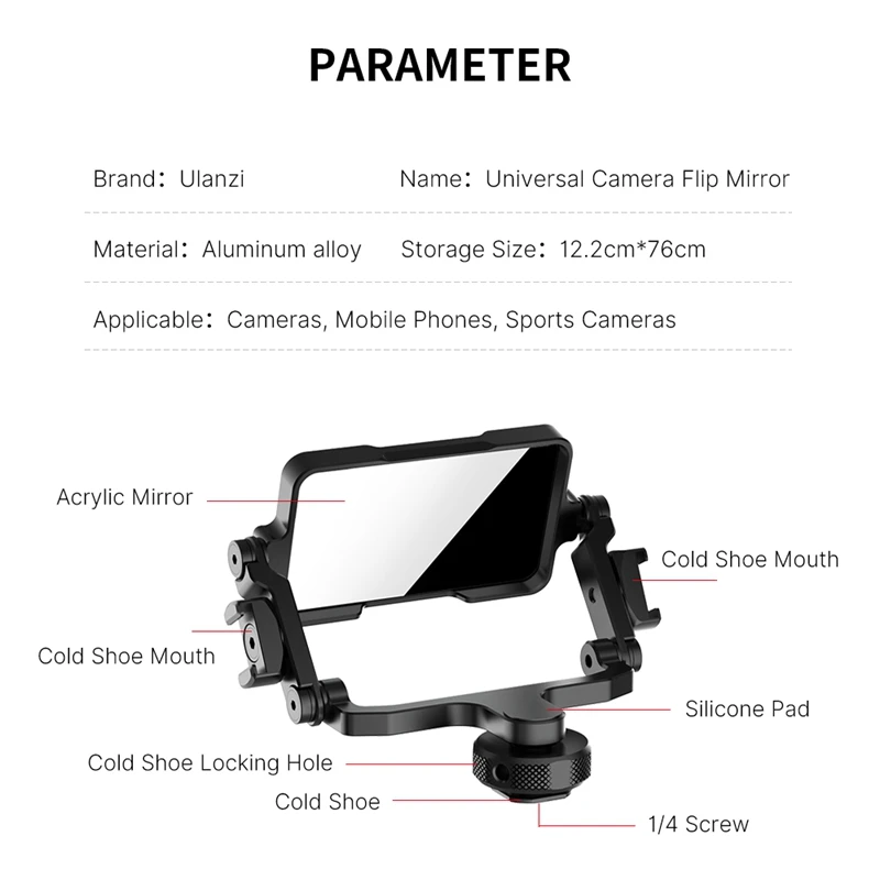 

Ulanzi PT-14 Camera Flip Sn Bracket for Mirrorless Camera Smartphone Action Camera Cold Shoe Bracket for LED Light Mic