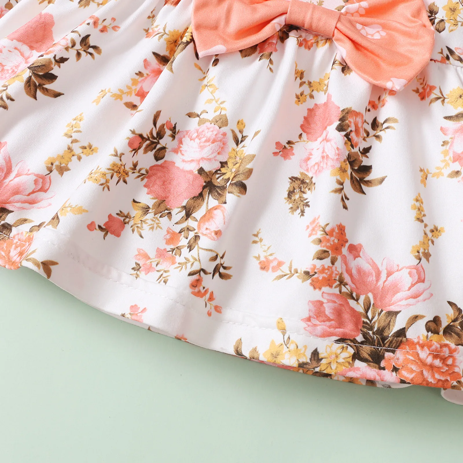 Одежда для новорожденных девочек 3 шт. Топ с цветочным бантом + брюки в горошек