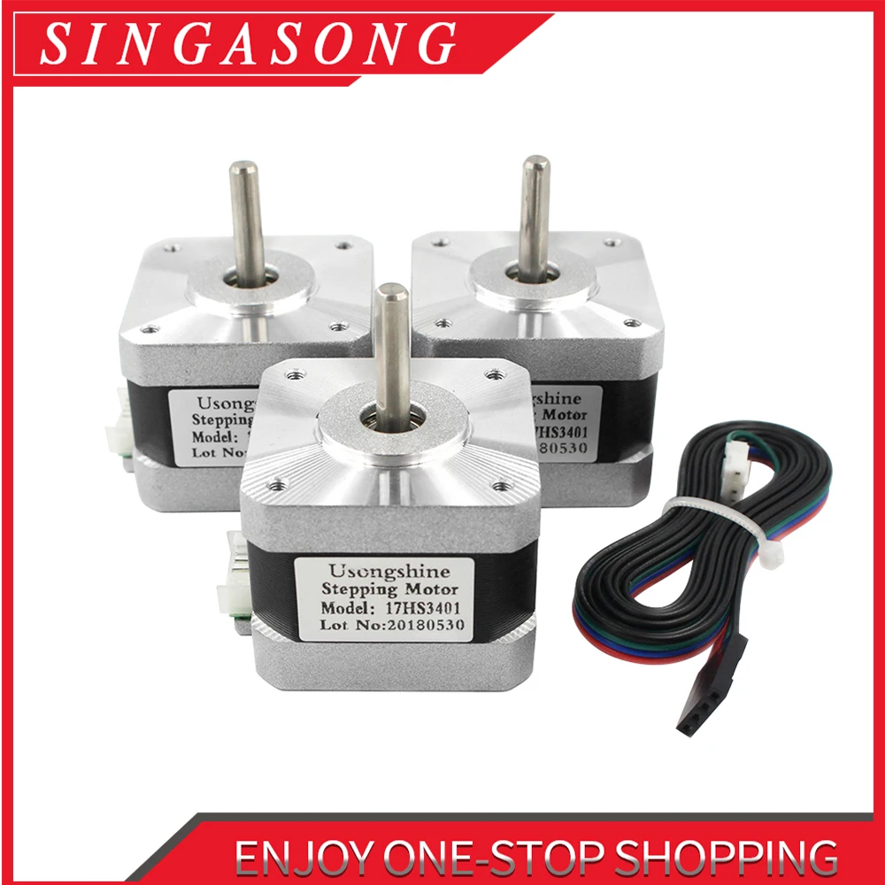 3pcs. Nema17 motor17HS3401 с 4мя фазами, Nema 17(Национальная ассоциация владельцев электротехнических предприятий) шаговый двигатель 42 двигатель 42bygh 1.3A, сертификация CE, ROSH, ISO для станков с ЧПУ лазерной и 3D принтер