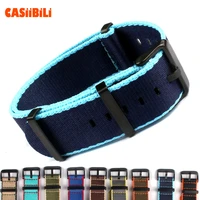 toughness thickening black buckle nato straps nylon canvas paratrooper color 20mm 22mm width watch band stripe military sport