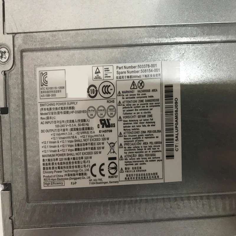 

New Original PSU For HP Z200 210 220 6Pin 320W Power Supply D10-320P2A HP-D3201EO/D3201A0 DPS-320MB/320NB/320JB A D12-320P1B