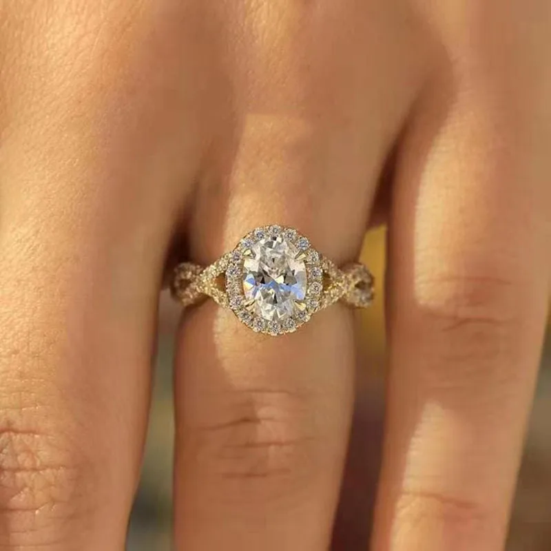 

Hot Sale Wedding Engagement Ring Full Bling Iced Out AAA CZ Crystal Rhinestone for Women Party Jewelry Size 5-11