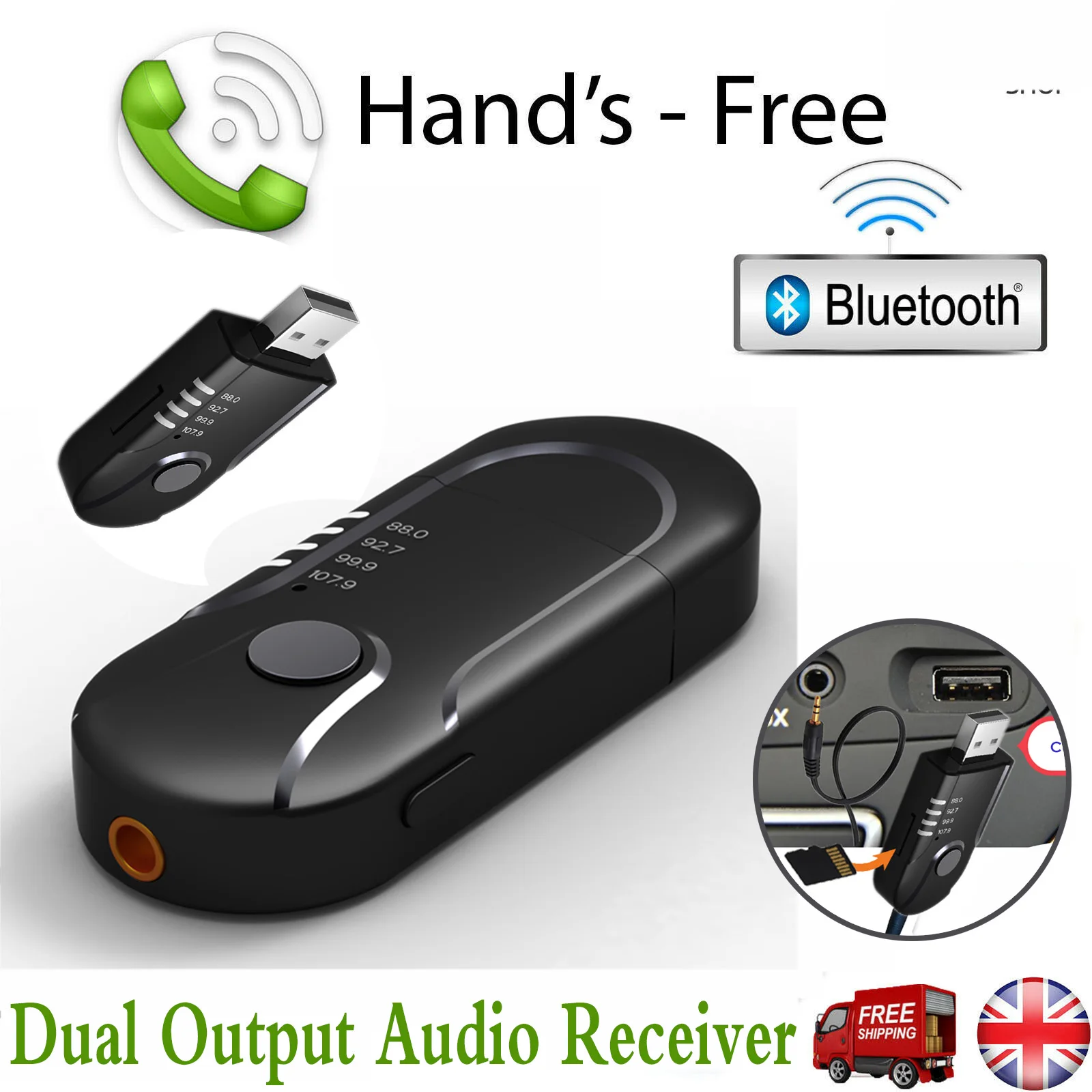 Автомобильный FM передатчик Bluetooth 4 1 USB/3 5 мм AUX двойной выход аудиоприемник