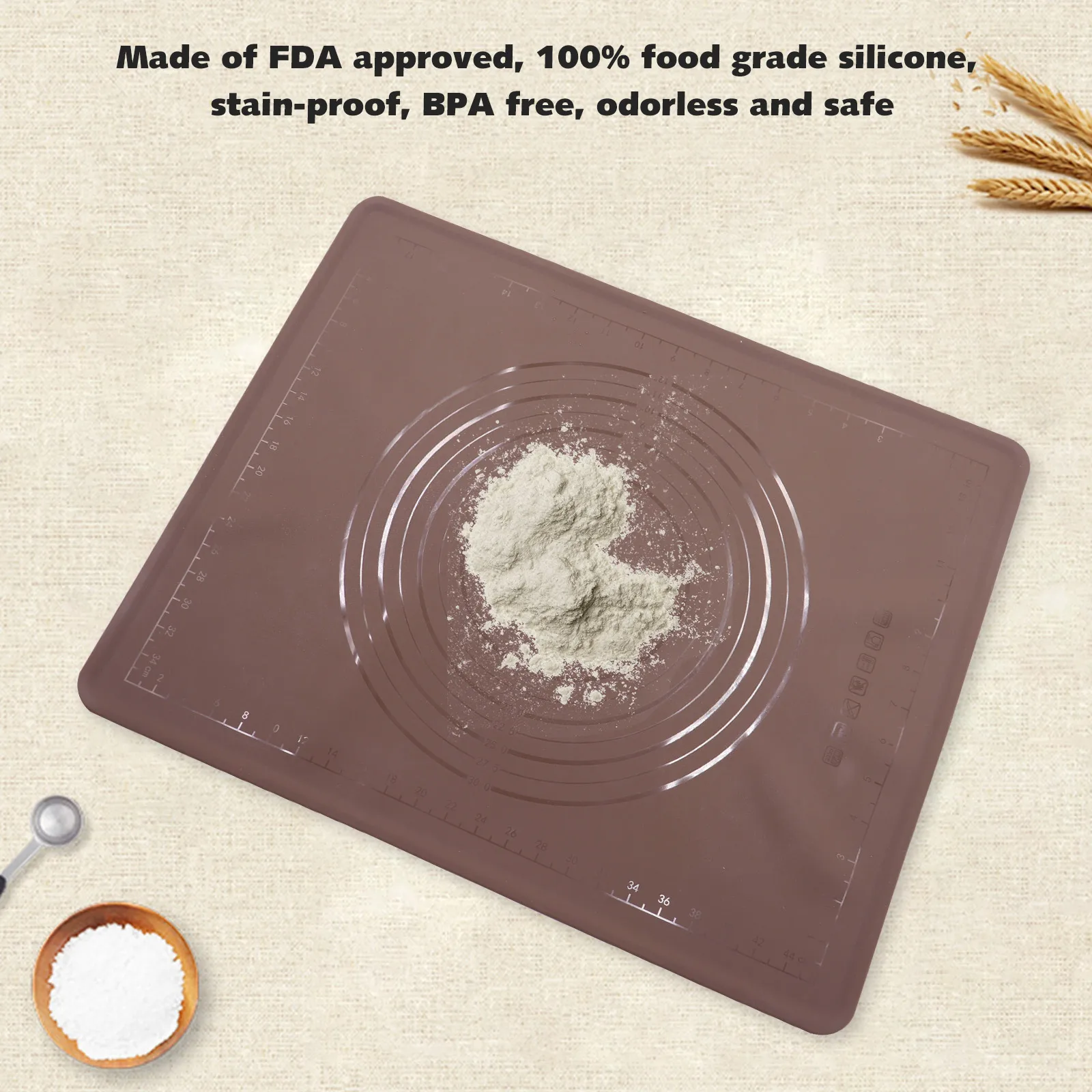 

Силиконовый коврик для выпечки, коврик для теста с измерением, коврик для выпечки, коврик для раскатки, антипригарный многоразовый кухонный...