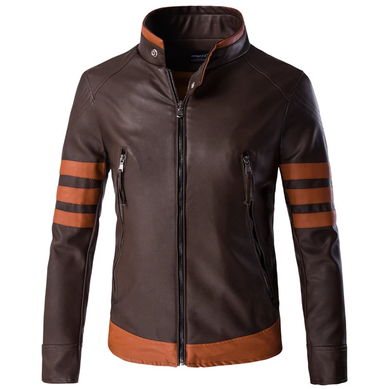 

Chaquetas de cuero Lobezno para hombre, piel de imitación, con cremallera, gruesas, a la moda, para motorista, tallas grandes 5X