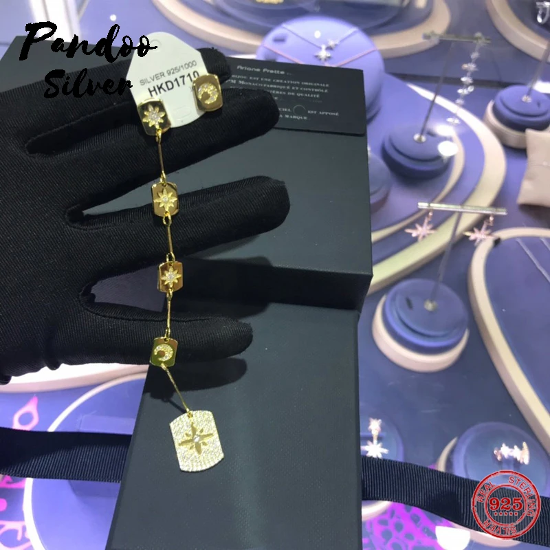 Модный шарм из стерлингового серебра копия 1:1 асимметричные падающие звезды