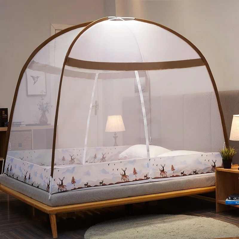 Single/Twin/Queen Foldable Simple Bedroom Mosquito Net Bed Zipper Double Door Opening Decor Home Textile | Дом и сад