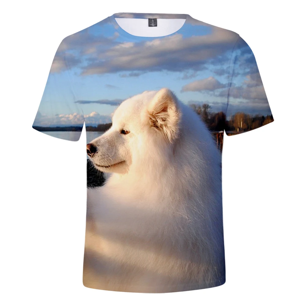 

Adult and Child Size Samoyed T-Shirt Men Women T Shirt 3D Print Cute Dog Samoyed T Shirt Oversized Harajuku Boy Girl Tops