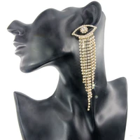fashionable luxury charm eyes dangle earrings tassels rhinestone earrings high quality golden jewelry womens wedding new