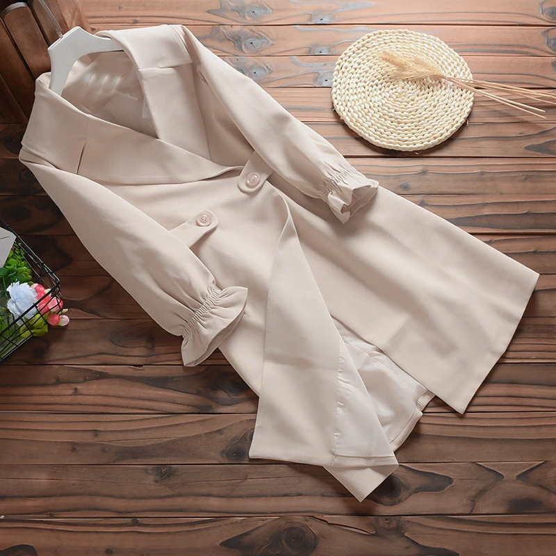 Личность Модные женские туфли Повседневное пальто 2019 осень Однотонная одежда OL