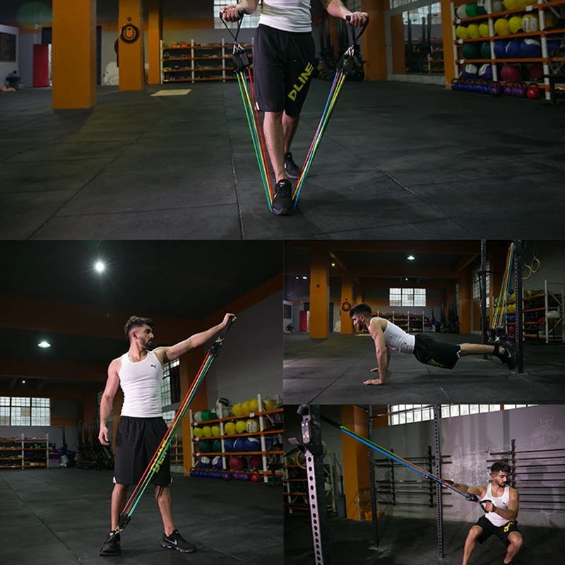 11 шт./компл. Тяговая веревка фитнес упражнения ленты сопротивления латексные