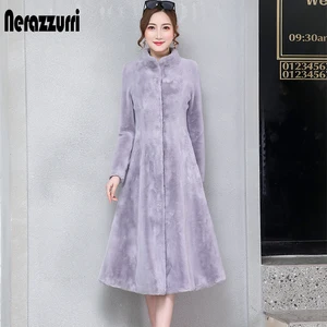 Nerazzurri серого пальто из искусственного меха с длинным рукавом,желтая искусственное пальто из меха кролика, зимнее пушистое пальто женская шуба из искуственного меха длинная плюшевая шуба