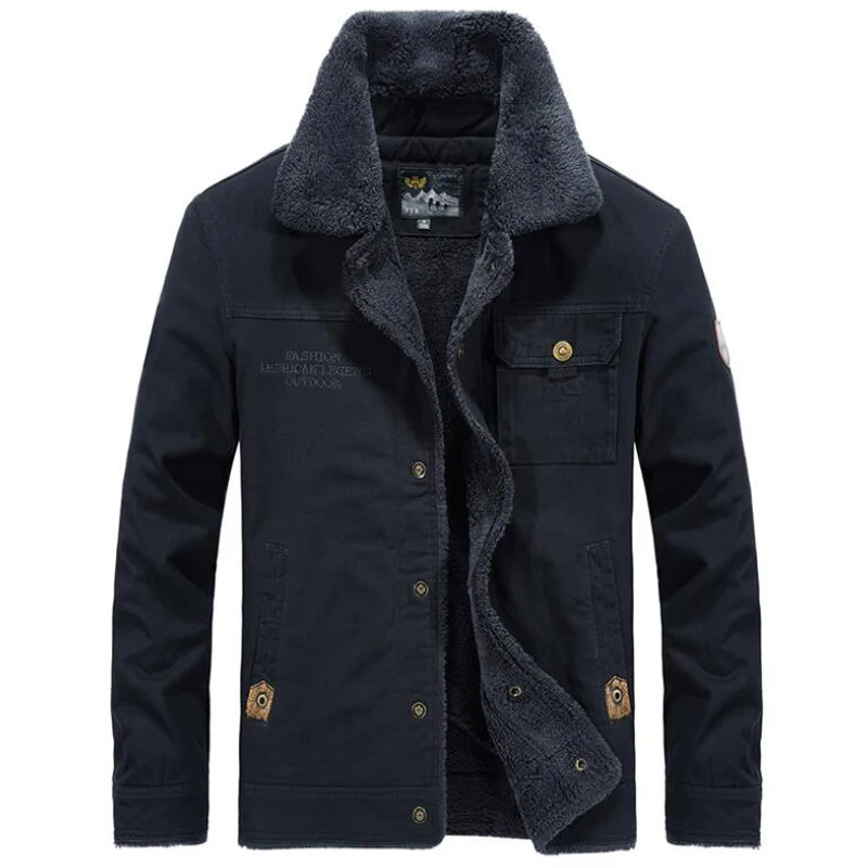 Navy Blue Зимняя мужская уличная куртка, военная форма, теплая утепленная флисовая куртка, ветровка, тактическая парка, Тренч, пальто, куртка-бомбер, одежда - Цвет: Navy Blue