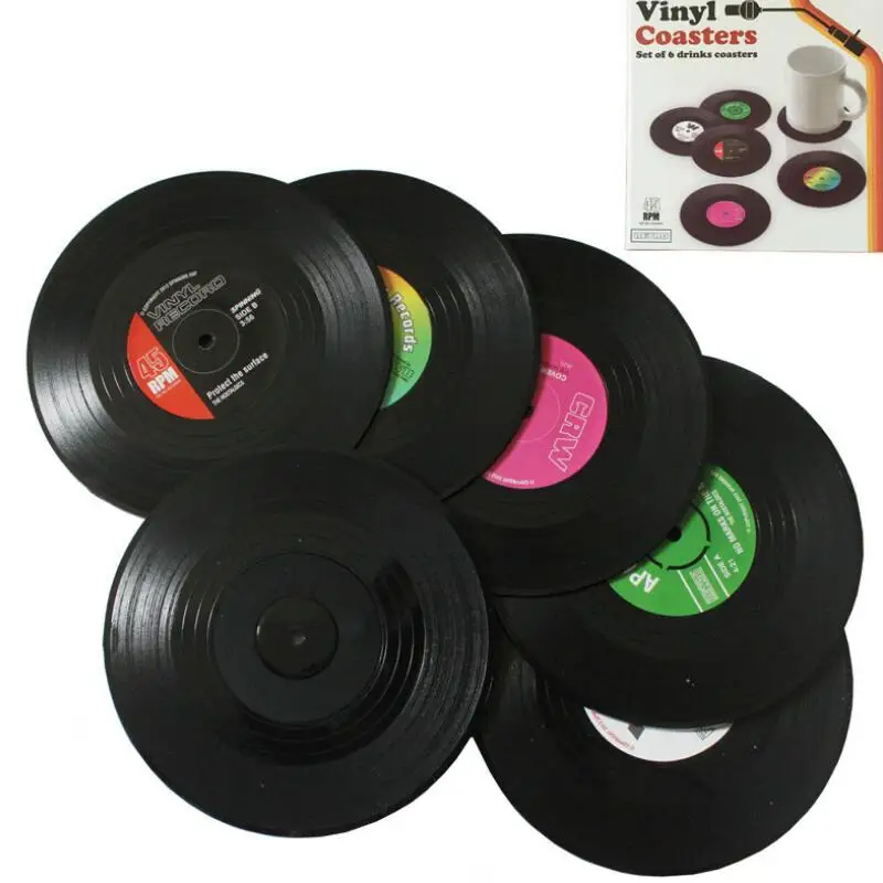 

50set Home Table Cup Mat Creative Decor Coffee Drink Placemat Spinning Retro Vinyl CD Record Drinks Coasters LX7952