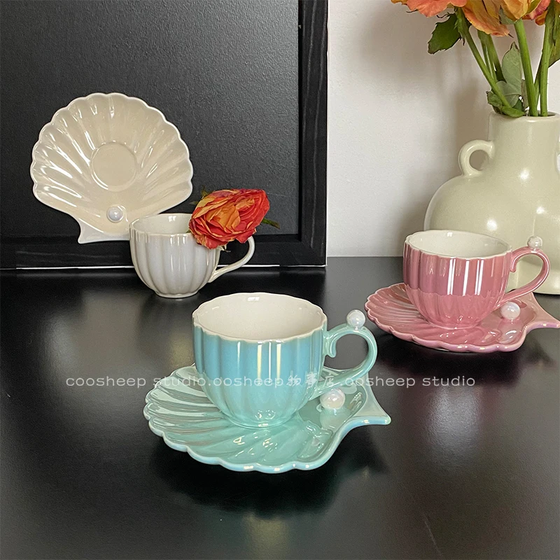 

Элегантная чайная чашка в скандинавском стиле, керамическая многоразовая креативная чашка для кофе, послеобеденного чая, набор для взрослы...