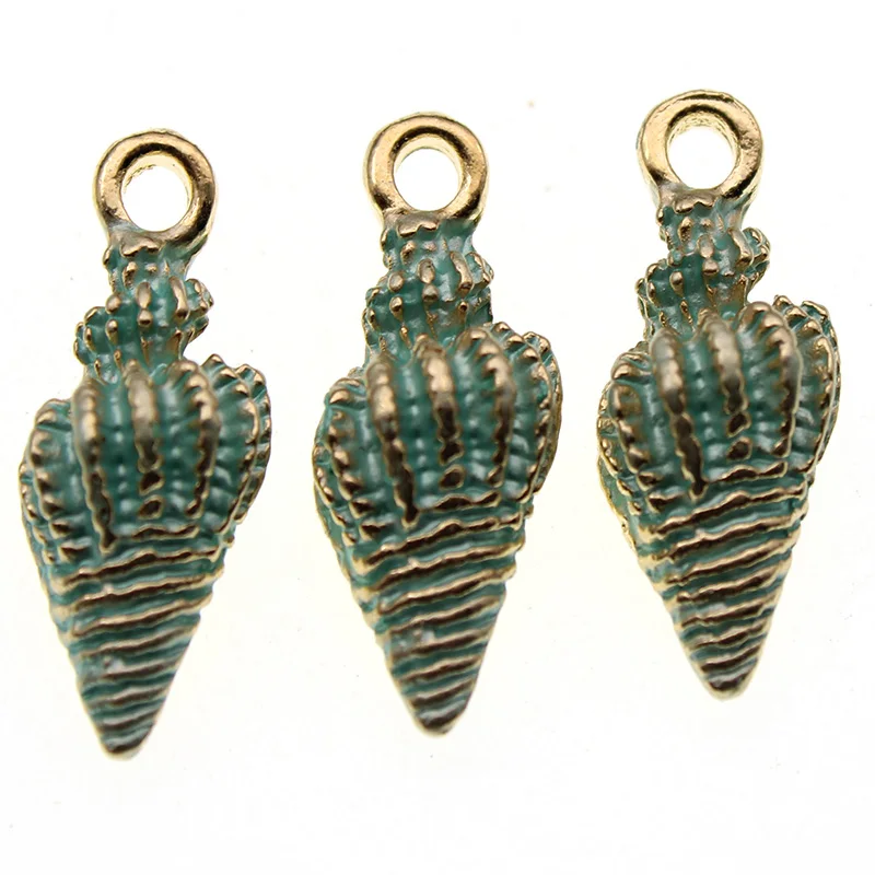 conch blue 10 шт цветные морские капли масла океана Морская звезда раковина Раковины Морская Эмаль Подвески DIY браслет ожерелье серьги ювелирные изделия DIY ремесло - Окраска металла: conch blue