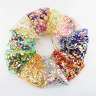 100 шт.лот 7x9 см изысканные мешочки из органзы с ремешком в виде цветка розы, Свадебные Рождественские Упаковочные пакеты, маленькие подарочные мешочки