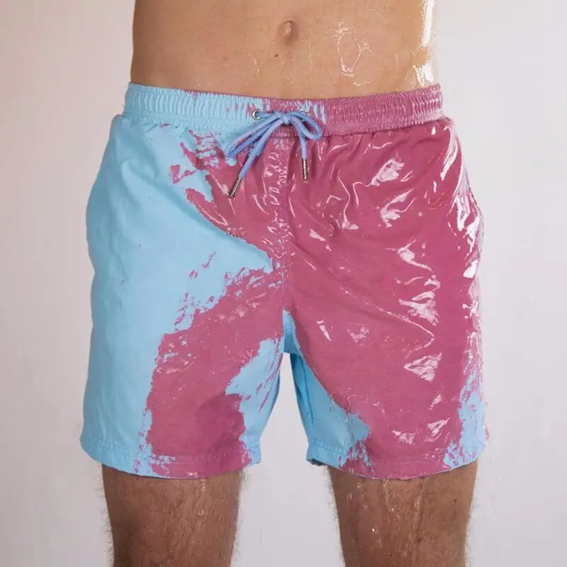 

Men's Beach Swimming Trunks Summer Quick Drying Swimsuit Water Sports Surfing Shorts Plus Size Discoloration Swimwear 2021 New