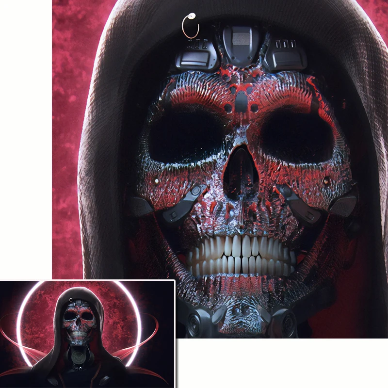 Картина на холсте современное искусство Скандинавская живопись скелет в черном