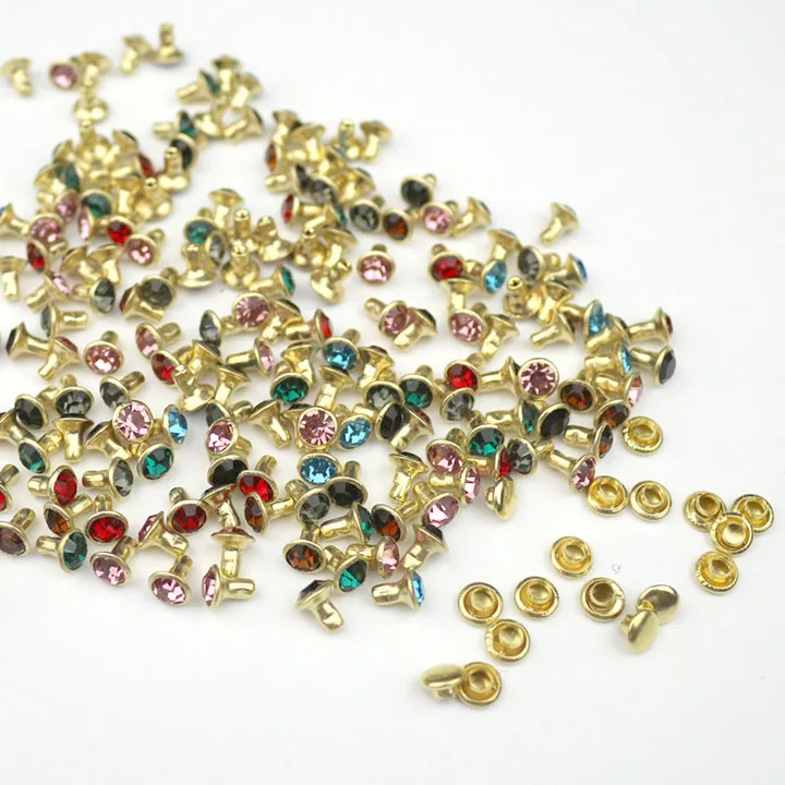 Mix-color Rivets 30/50/100, партиями по 6 комплектов мм с украшением в виде кристаллов заклепки из горного хрусталя шипы Сделай Сам кожевенное ремесло инструменты металлическими заклепками и аксессуары в стиле Панк Стразы Nieten halal лак для ногтей - Цвет: Mix-color Rivets