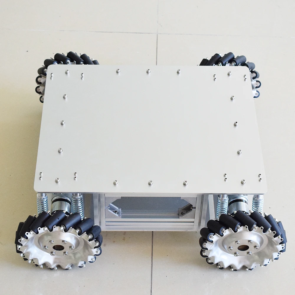 Verkaufen 40KG Last Dämpfung Mecanum Rad Roboter Auto Chassis Kit Mit 4 Stücke Planeten Getriebe Motor Für Arduino STM32 Raspberry Pi