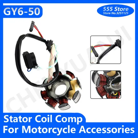 GY6-50 генератор катушки статора, полная волна, зажигание, мотоцикл Comp для 139QMB ATV внедорожного велосипеда